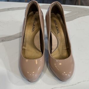 SOLANZ 7.5M nude/taupe faux-pat.-leather ultra-high-heel pumps cushioned insoles